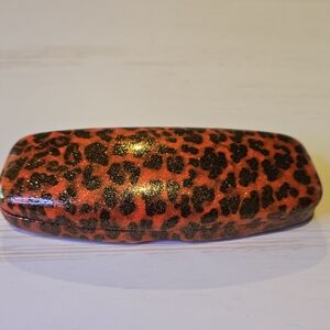 Leopard Print Hard Eyeglass Case in Orange and Black